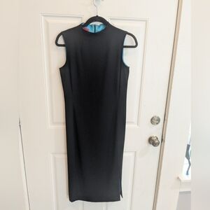 Vintage Burns Asian Inspired Black Midi Dress